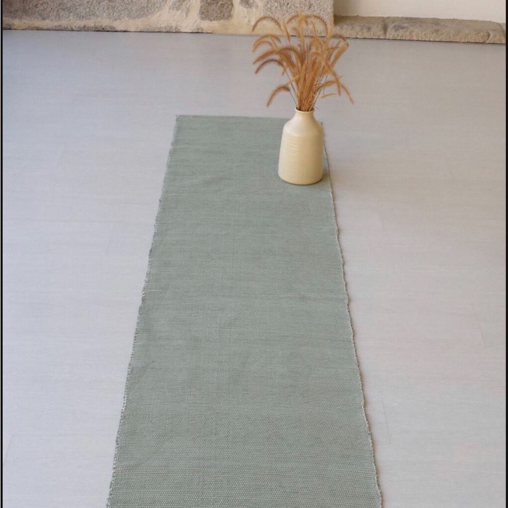 Green runner rug